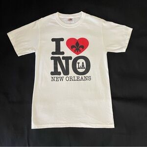 FRUIT OF THE LOOM Unisex White New Orleans T-Shirt Size Small